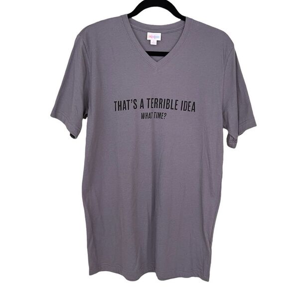 Lularoe Devin Short Sleeve V-neck Unisex Tee - Size Small - Picture 4 of 6